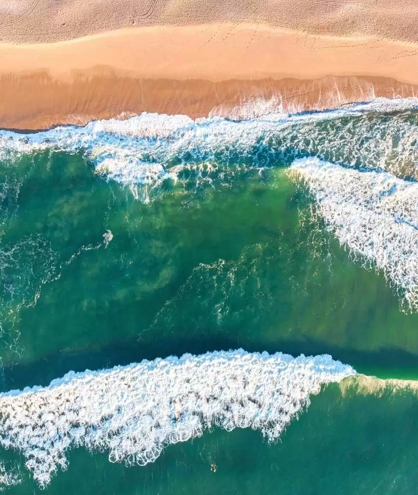 vista aérea de mar e areia, durante dia ensolarado em Praia de Florianópolis